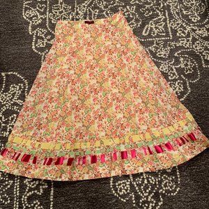 KENZO Vintage Multicolor Floral A-Line Maxi Skirt, Size 42/Large